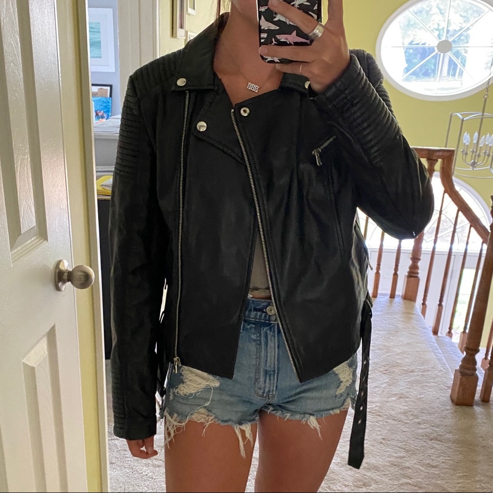 Sebby Black Leather Moto Jacket